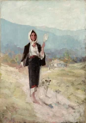 Bäuerin mit Spindel